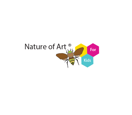 Nature of Art Logo, with bee over three color honey cone